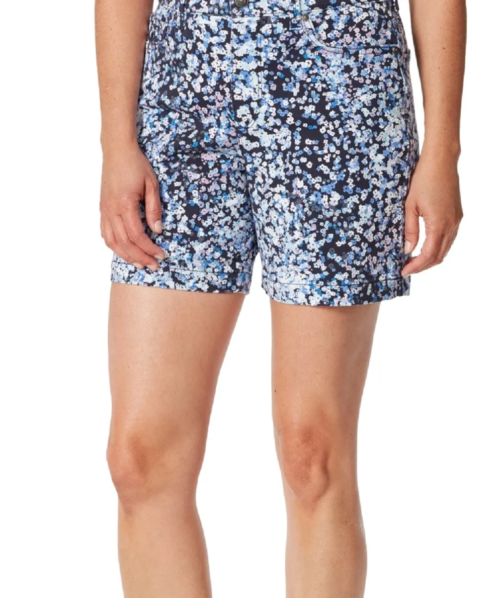 Gloria Vanderbilt Women's Amanda Floral Print Pocket Denim Shorts Blue Size 12