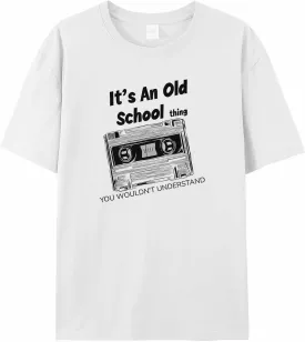 Graphic Men's T-Shirt Vintage Hand-Painted Tape Printed Cotton Top Short Sleeve 2XL White Basic Casual Tee