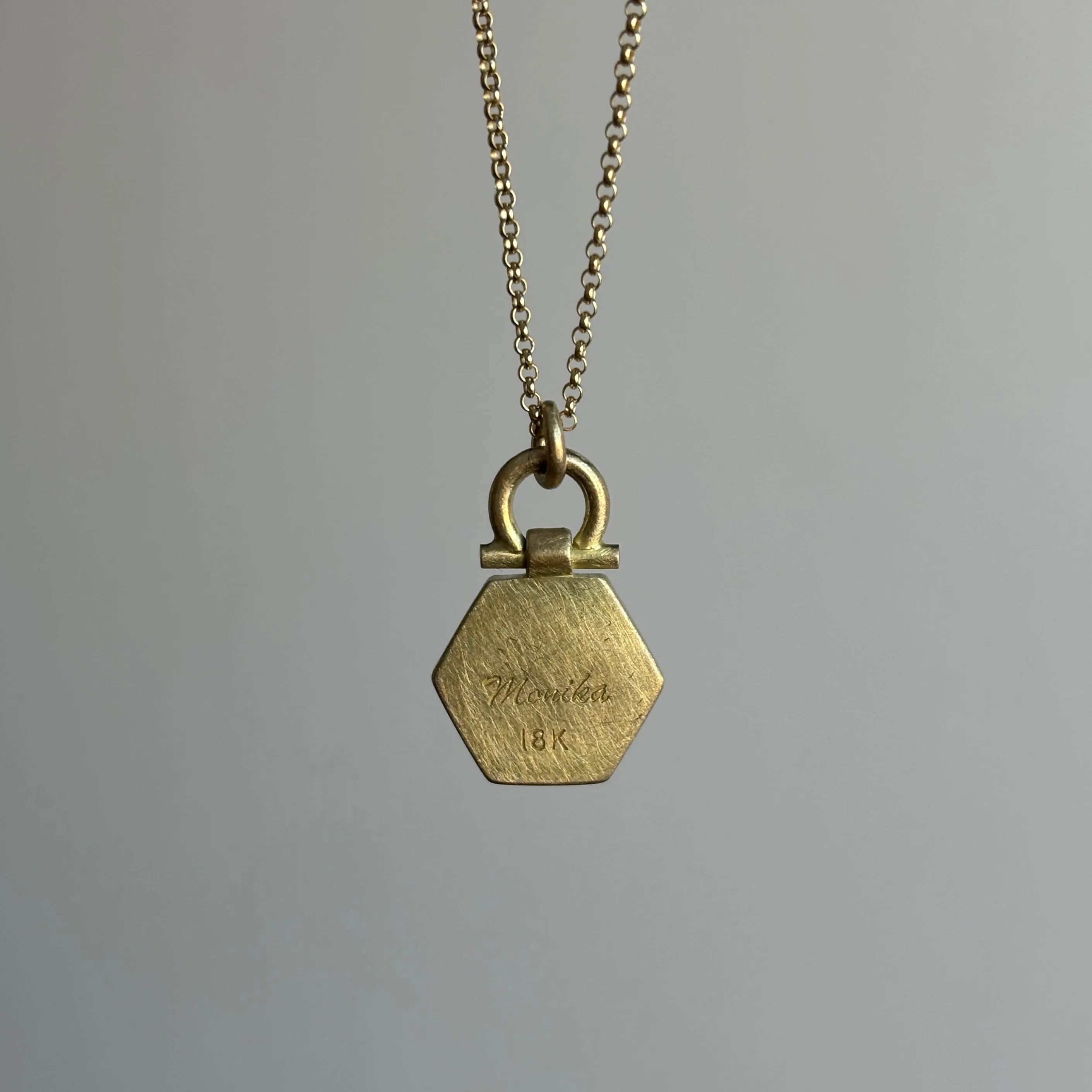 Gray Speckled Montana Agate Hexagon Pendant