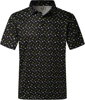 Hardaddy Men's Moisture Wicking Polo Shirts Printed Dry Fit Short Sleeve Collared Golf Shirt