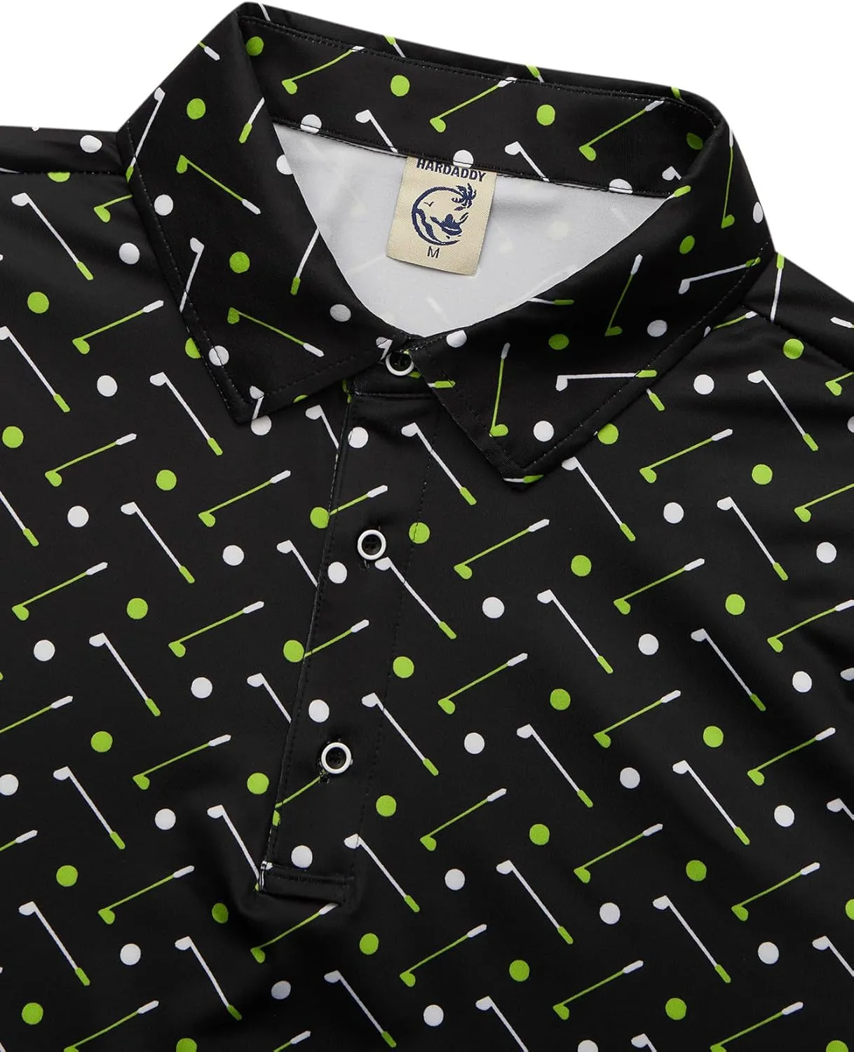 Hardaddy Men's Moisture Wicking Polo Shirts Printed Dry Fit Short Sleeve Collared Golf Shirt
