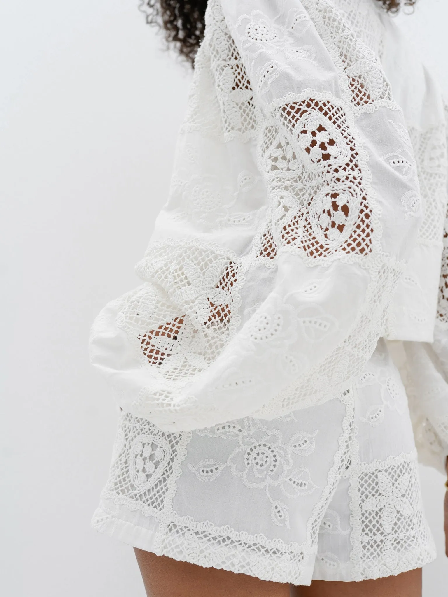 Irena Cotton & Guipure Lace Top | Ivory