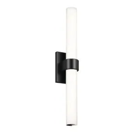 Izza 25 In 1-Light LED Bathroom Vanity Light With Satin Etched Cased Opal Glass, Black Finish