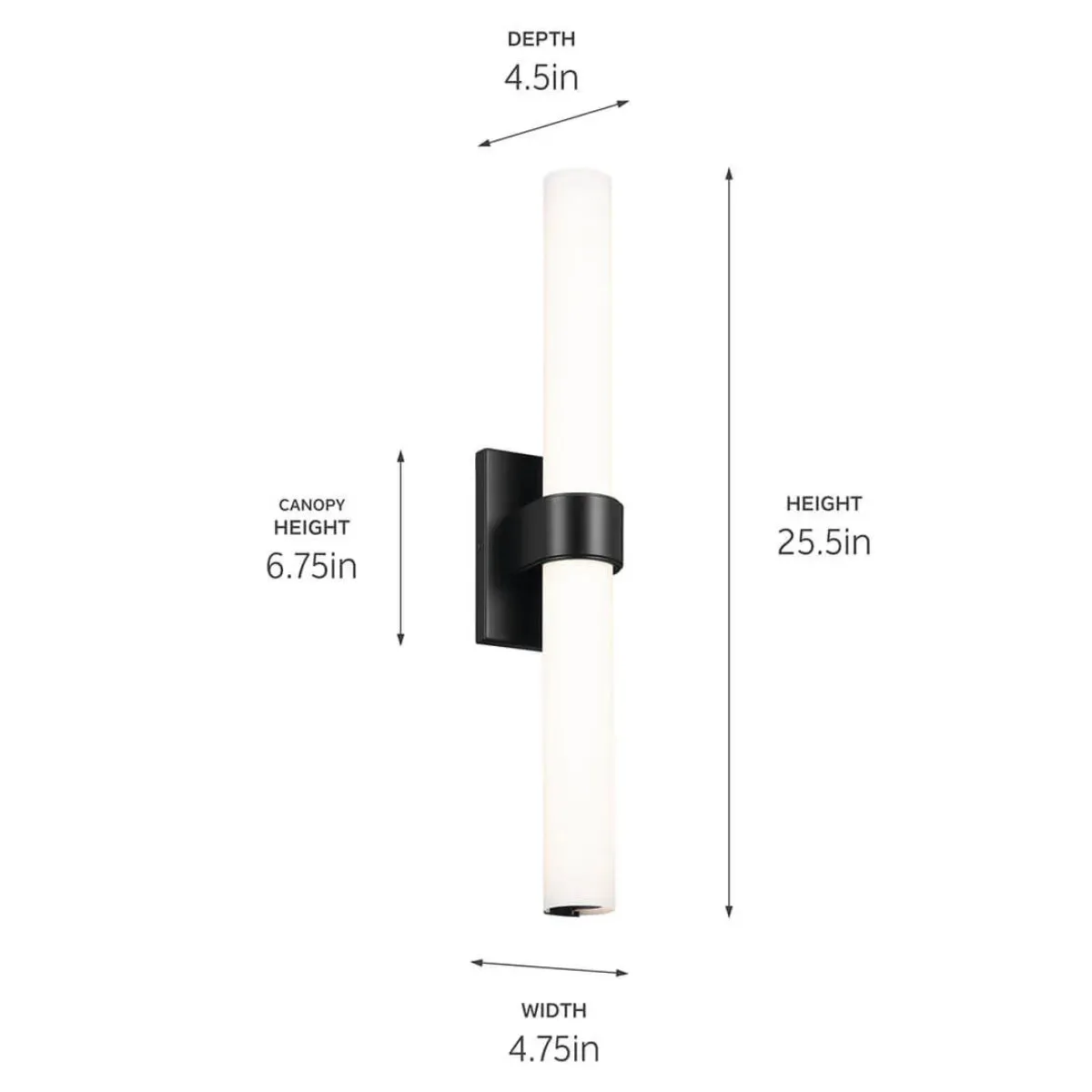 Izza 25 In 1-Light LED Bathroom Vanity Light With Satin Etched Cased Opal Glass, Black Finish