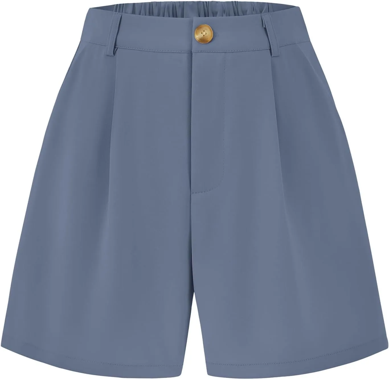 KIRUNDO Shorts for Women Dressy Casual Summer Elastic Waist in The Back Pleated Wide Leg Tailored Work Trouser Shorts