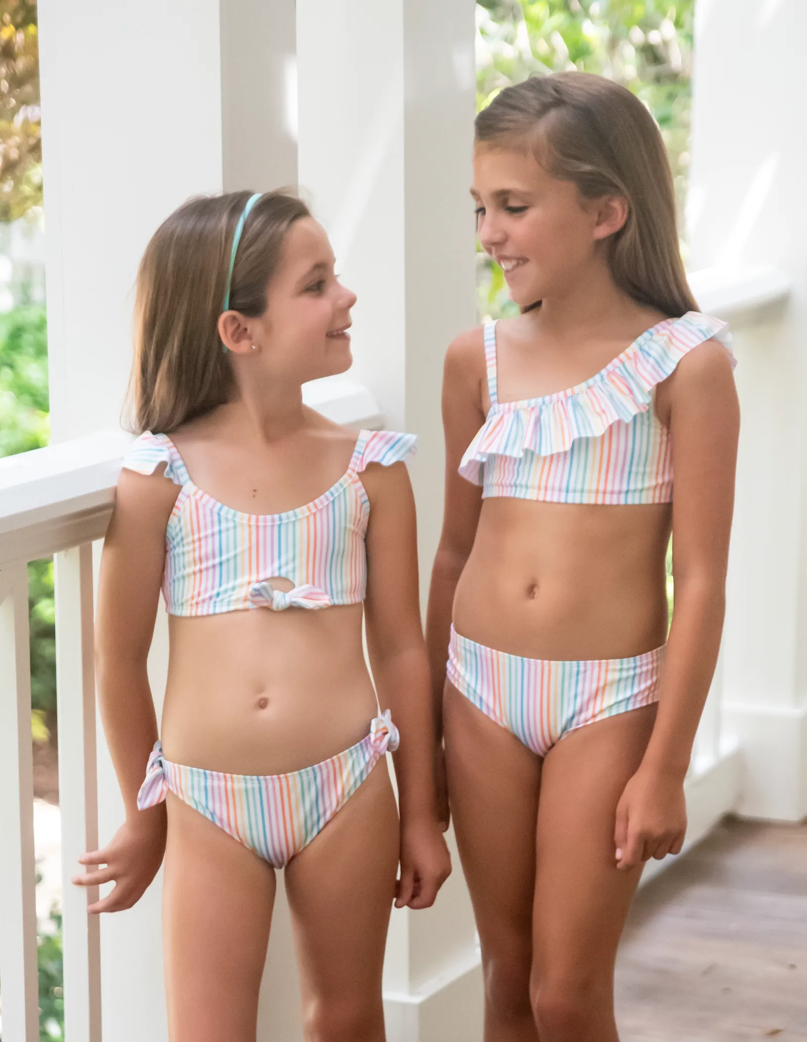 Knot Two Piece Swimsuit | Rainbow Stripe (10, 12)