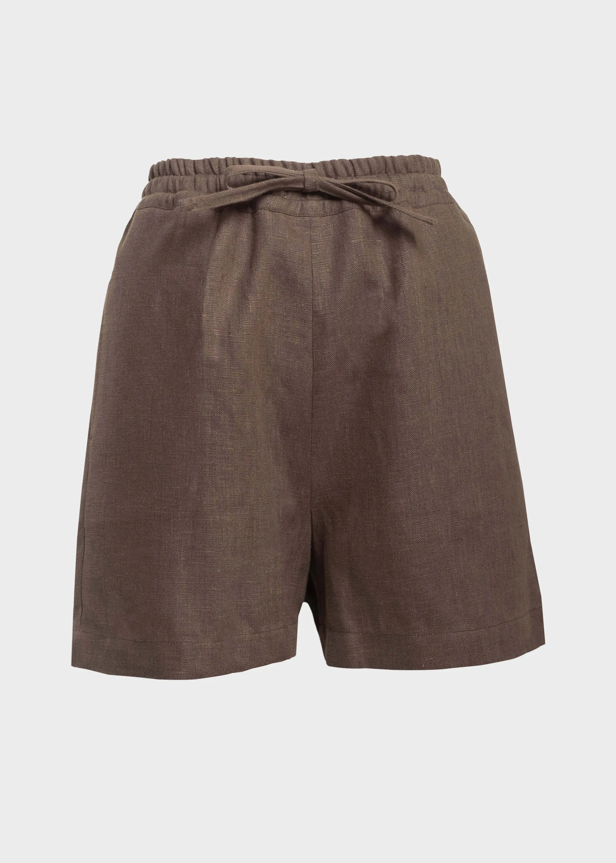 LIN High-Waist Linen Shorts - White Waffle