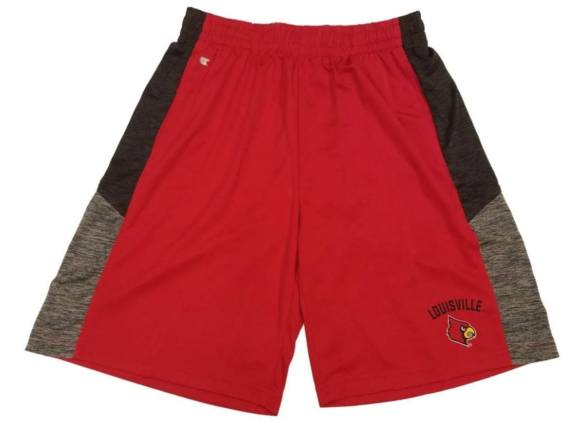 Louisville Cardinals Colosseum Red & Gray Athletic Drawstring Shorts (L)