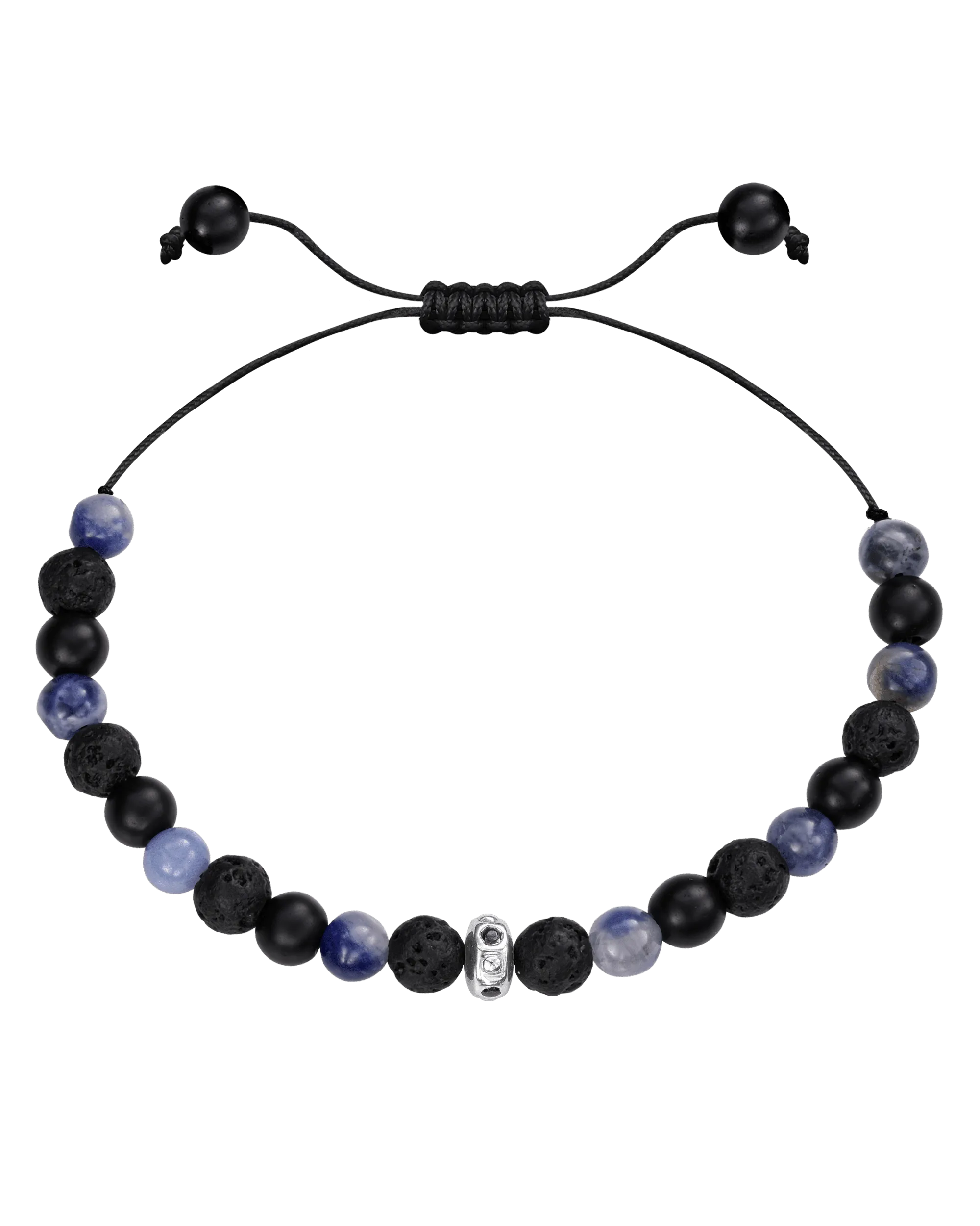 Men's Blue Sodalite & Matte Onyx Bead Bracelet - 14K Rose Gold