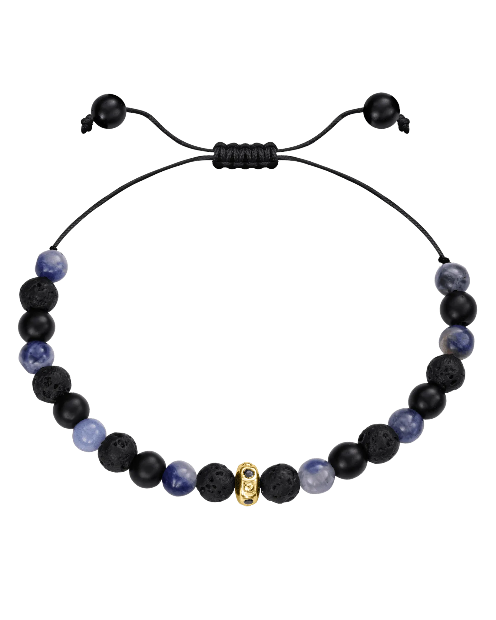 Men's Blue Sodalite & Matte Onyx Bead Bracelet - 14K Rose Gold