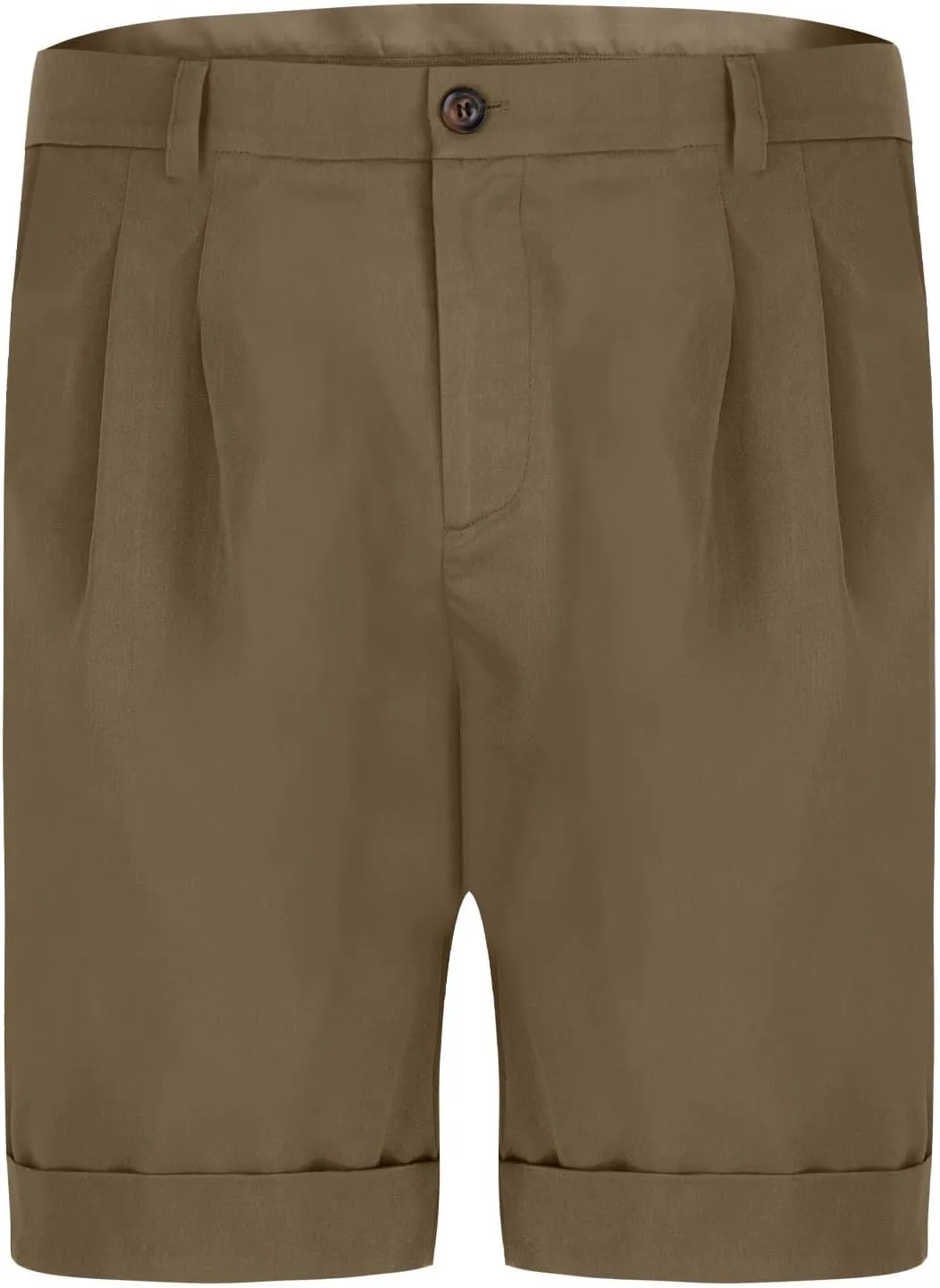 Mens Dress Shorts Mid-Thigh Flat Front Work Suit Shorts Casual Straight Leg Pleated Short Pants with Pockets