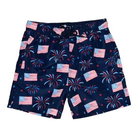 Mens Sullivan Swim Shorts - Flags & Fireworks