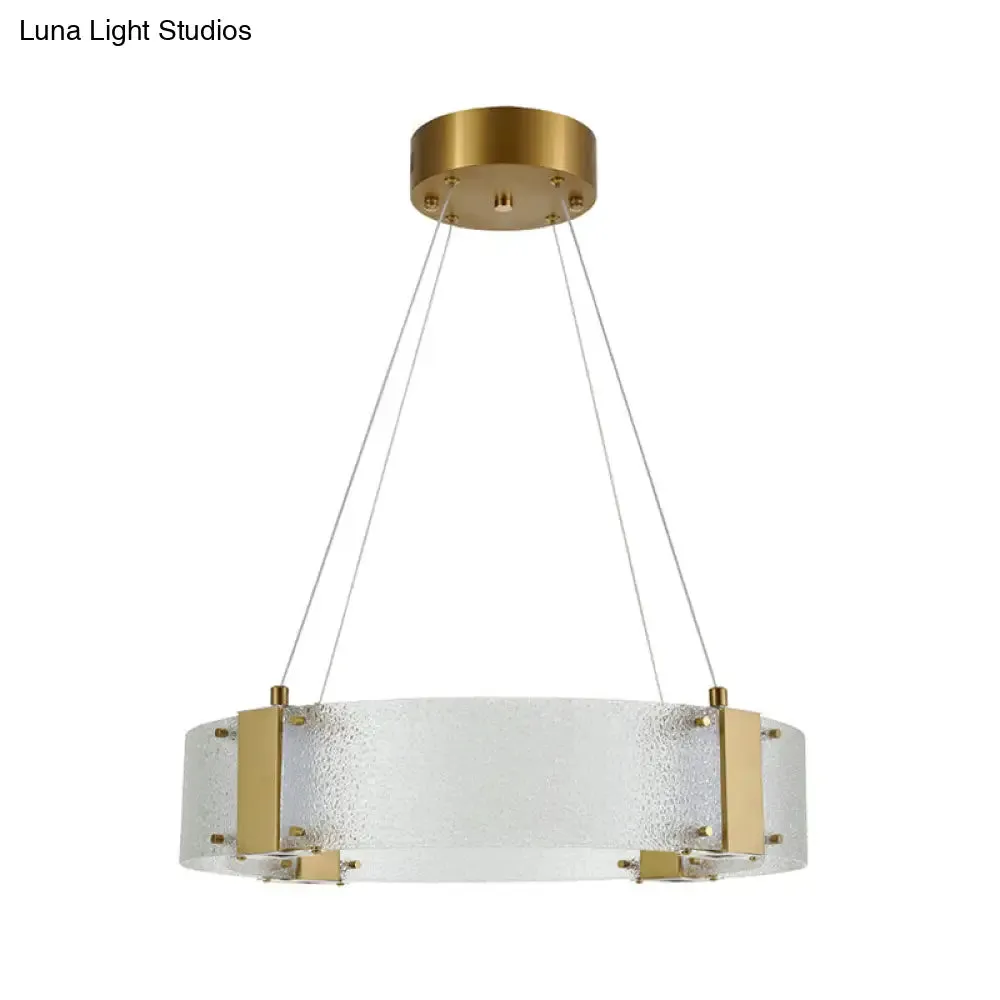 Modern Frosted Glass Pendant Chandelier - Circular Design, 6-Headed, Gold Suspension Lamp