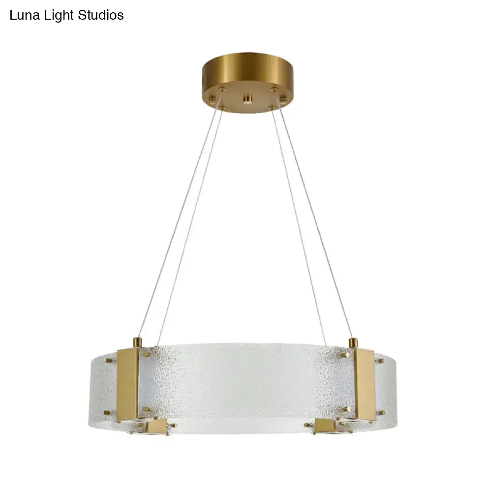 Modern Frosted Glass Pendant Chandelier - Circular Design, 6-Headed, Gold Suspension Lamp