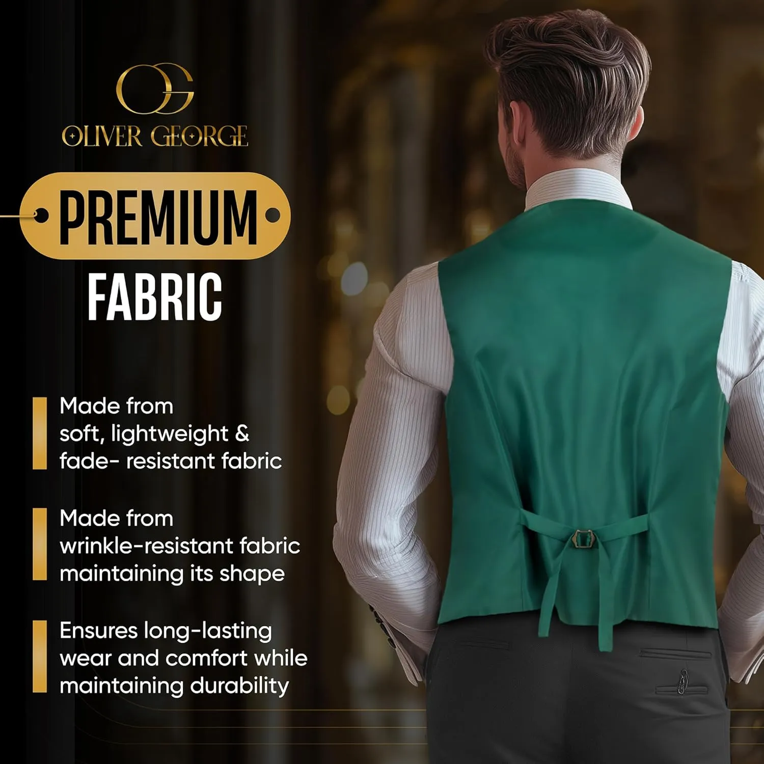 Oliver George Men's Solid Formal Business Dress Vest Waistcoat Vest for Suit or Tuxedo