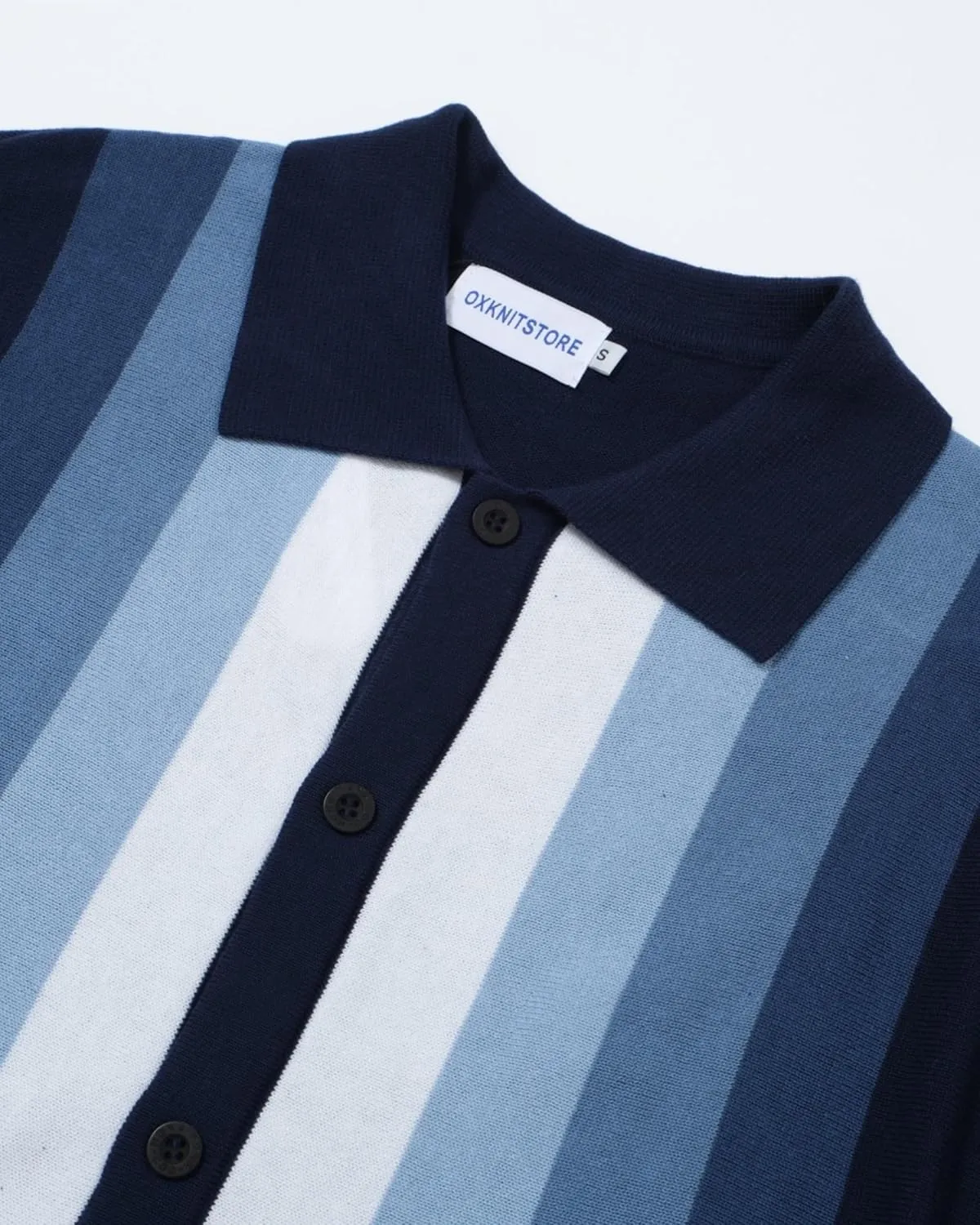 OXKNIT Mens Knitted Vintage Polo, Gradient Stripe Short Sleeve Retro Polo Shirt for Men 60s&70s