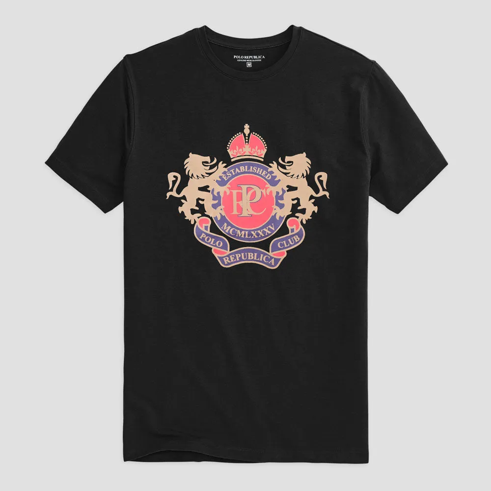 Polo Republica Men's PRC Lion Printed Short Sleeve Tee Shirt