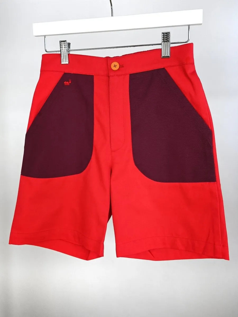 "Red Ant" embroidered Shorts -  Cherry/Sangria combo (ONE-OFF)