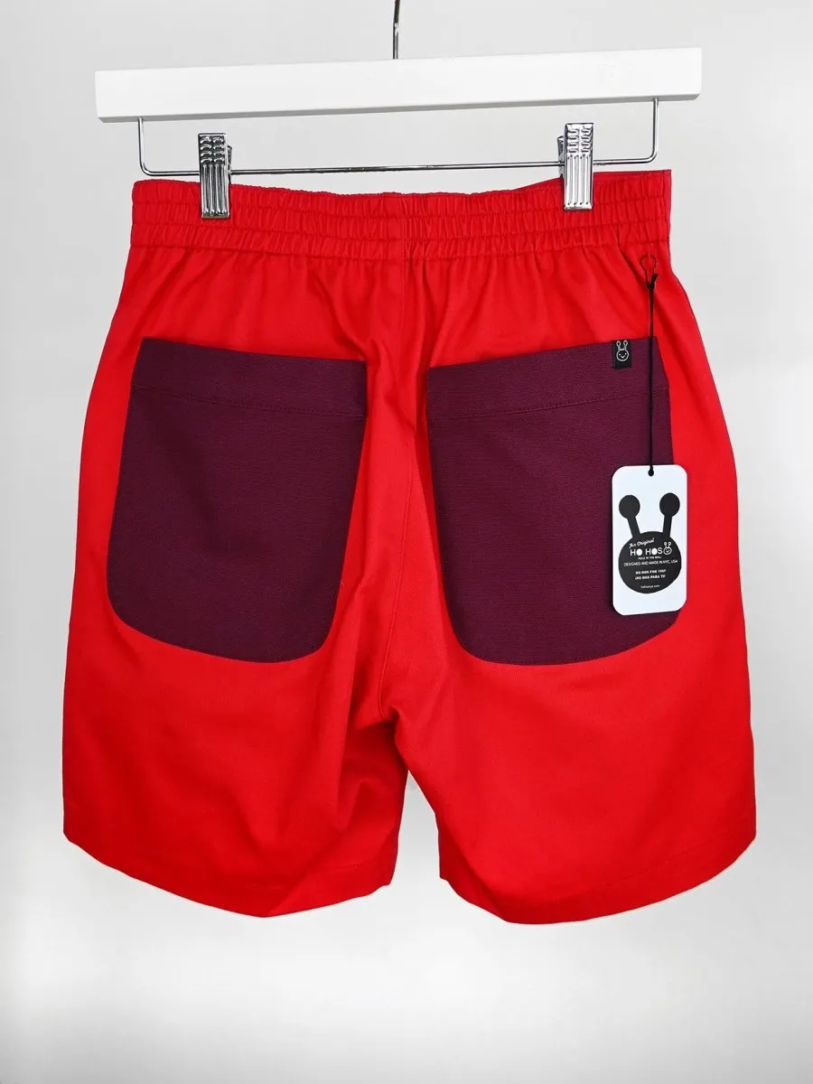 "Red Ant" embroidered Shorts -  Cherry/Sangria combo (ONE-OFF)