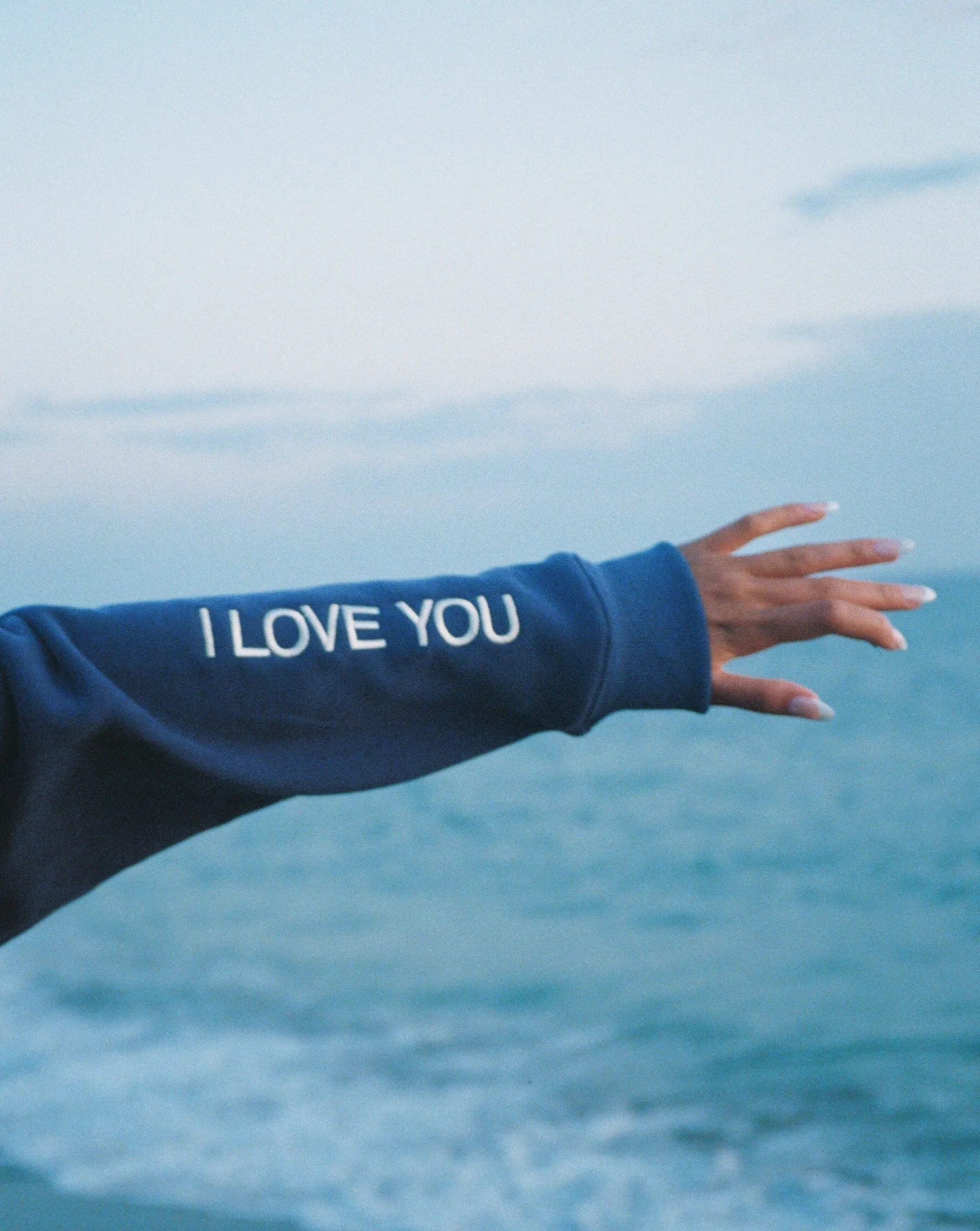 Cozy Oversized Blue Lux Hoodie with Words of Affirmation Design