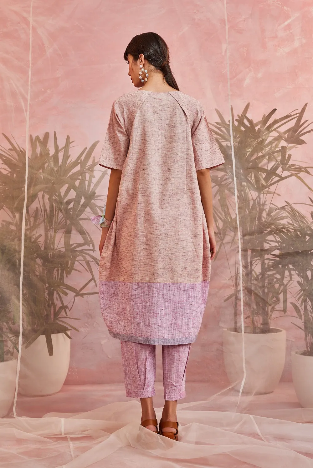 Raglan slant placket tunic with Pant - Set of 2