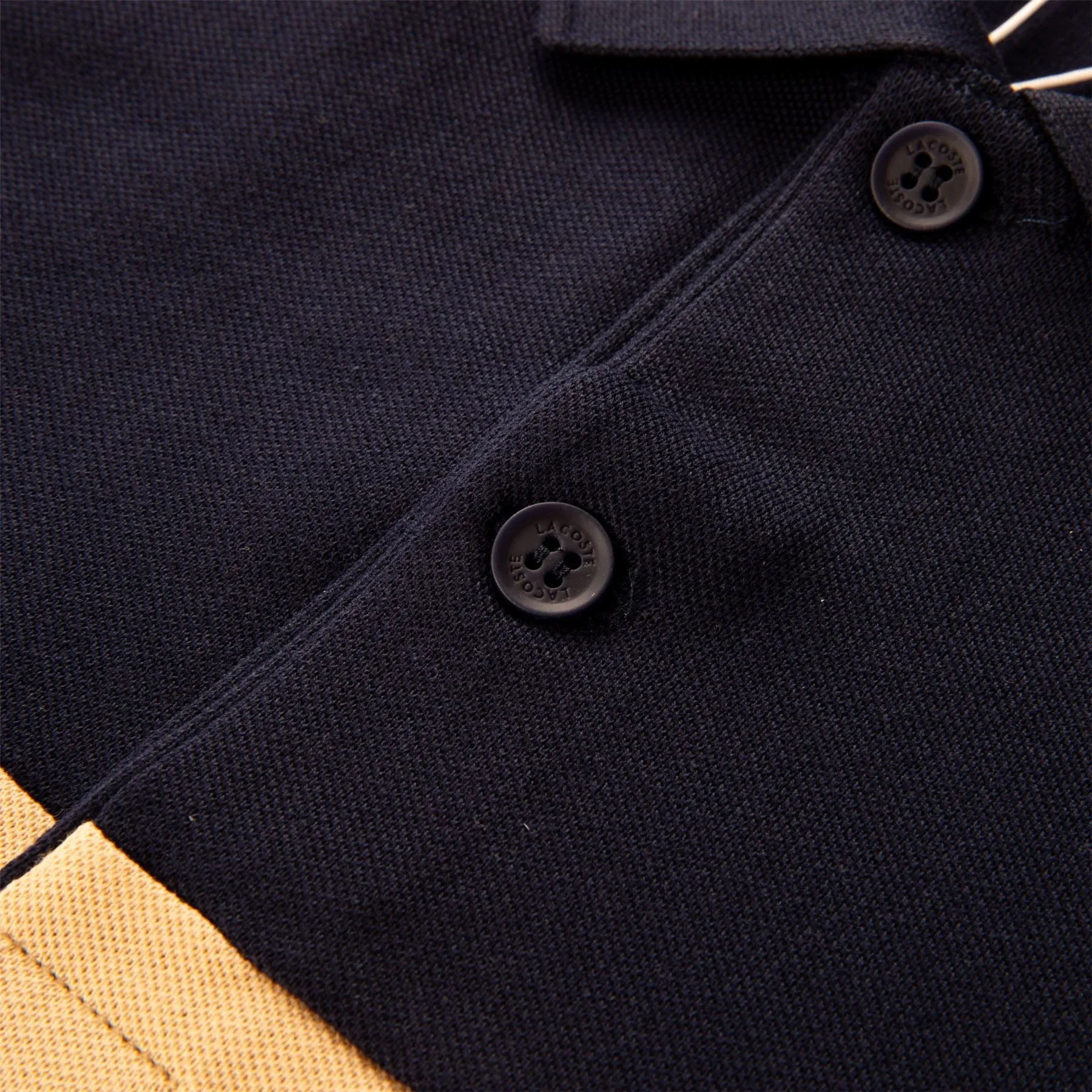 Regular Fit Stretch Pique Colorblock Polo Navy Blue/Beige - SS24