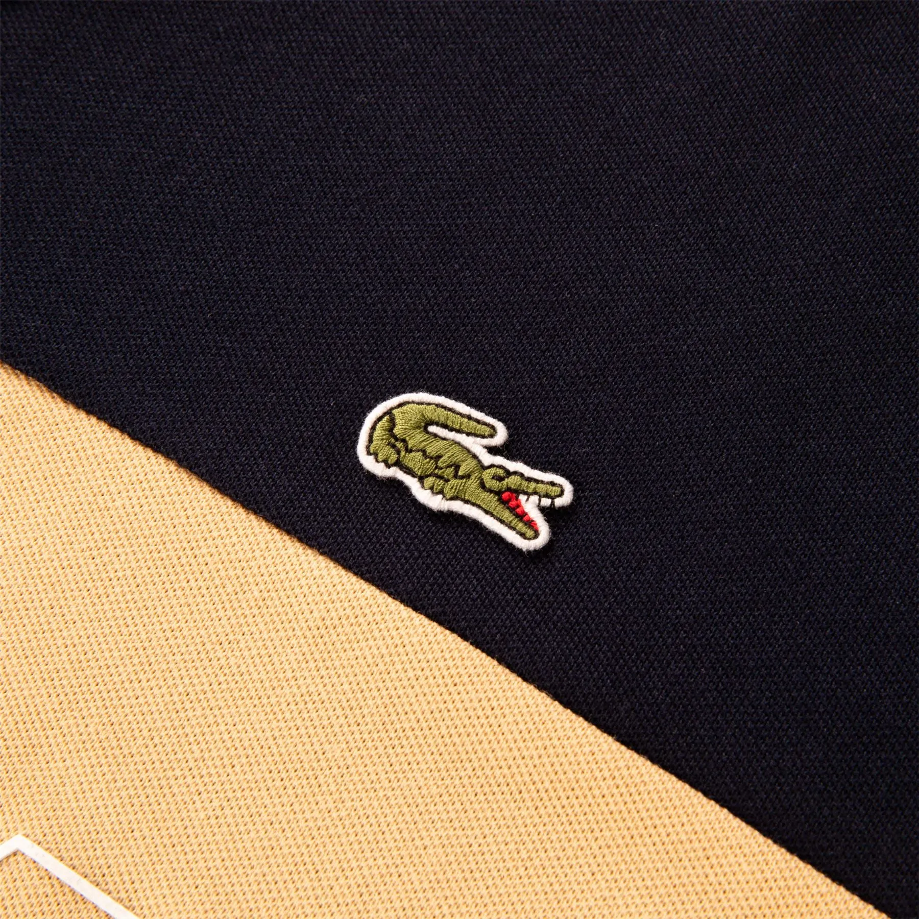 Regular Fit Stretch Pique Colorblock Polo Navy Blue/Beige - SS24