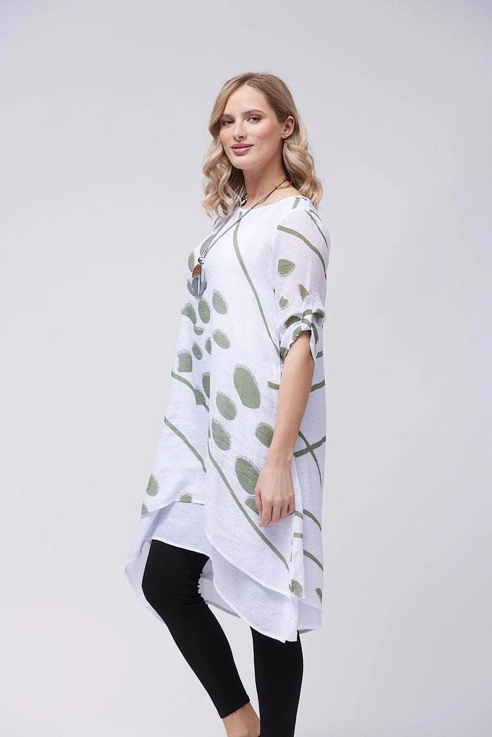 Saloos Double-Layered Midi-Dress with Necklace