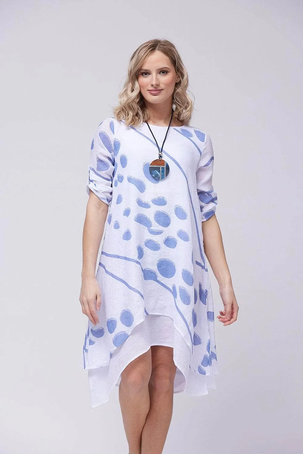 Saloos Double-Layered Midi-Dress with Necklace