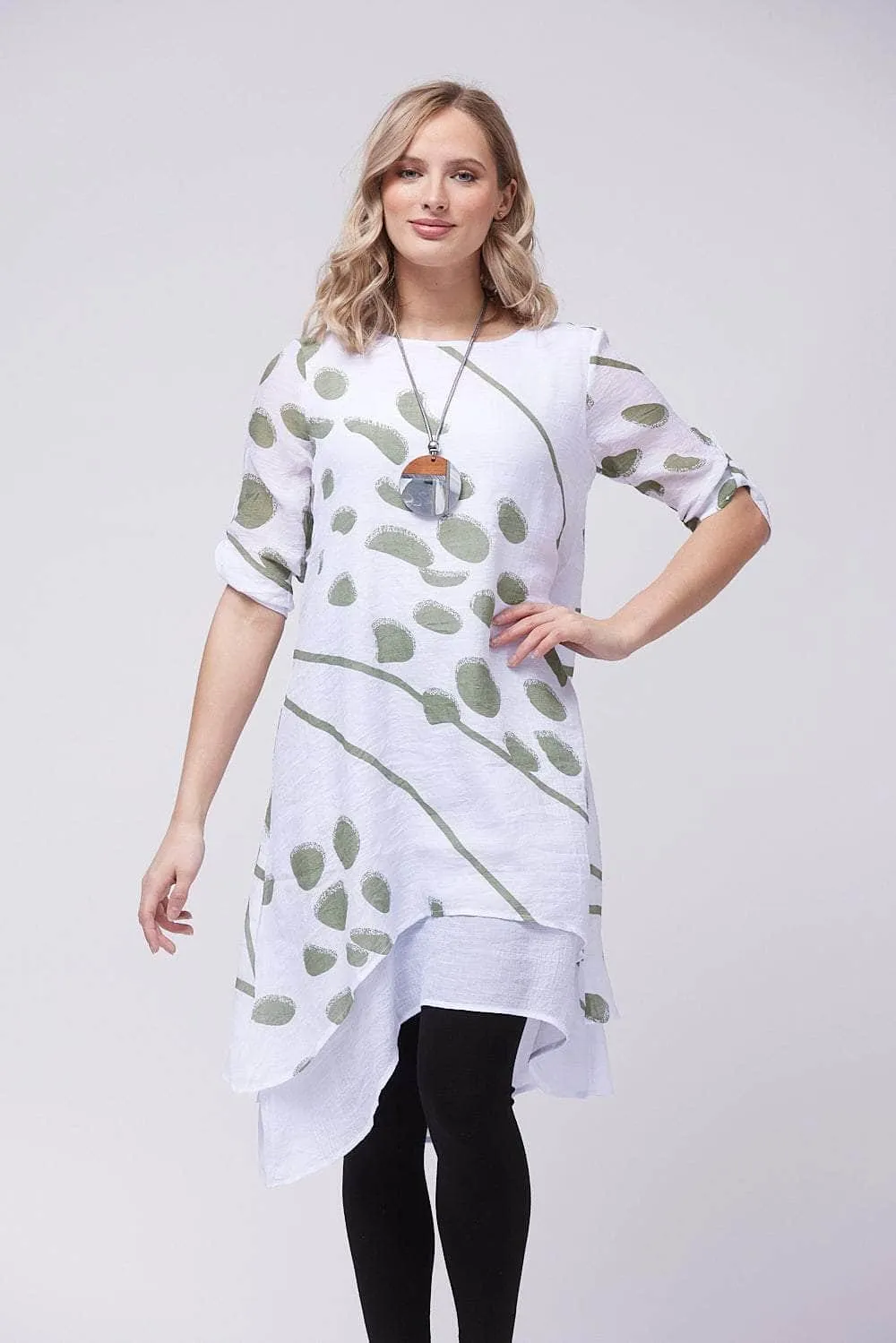 Saloos Double-Layered Midi-Dress with Necklace
