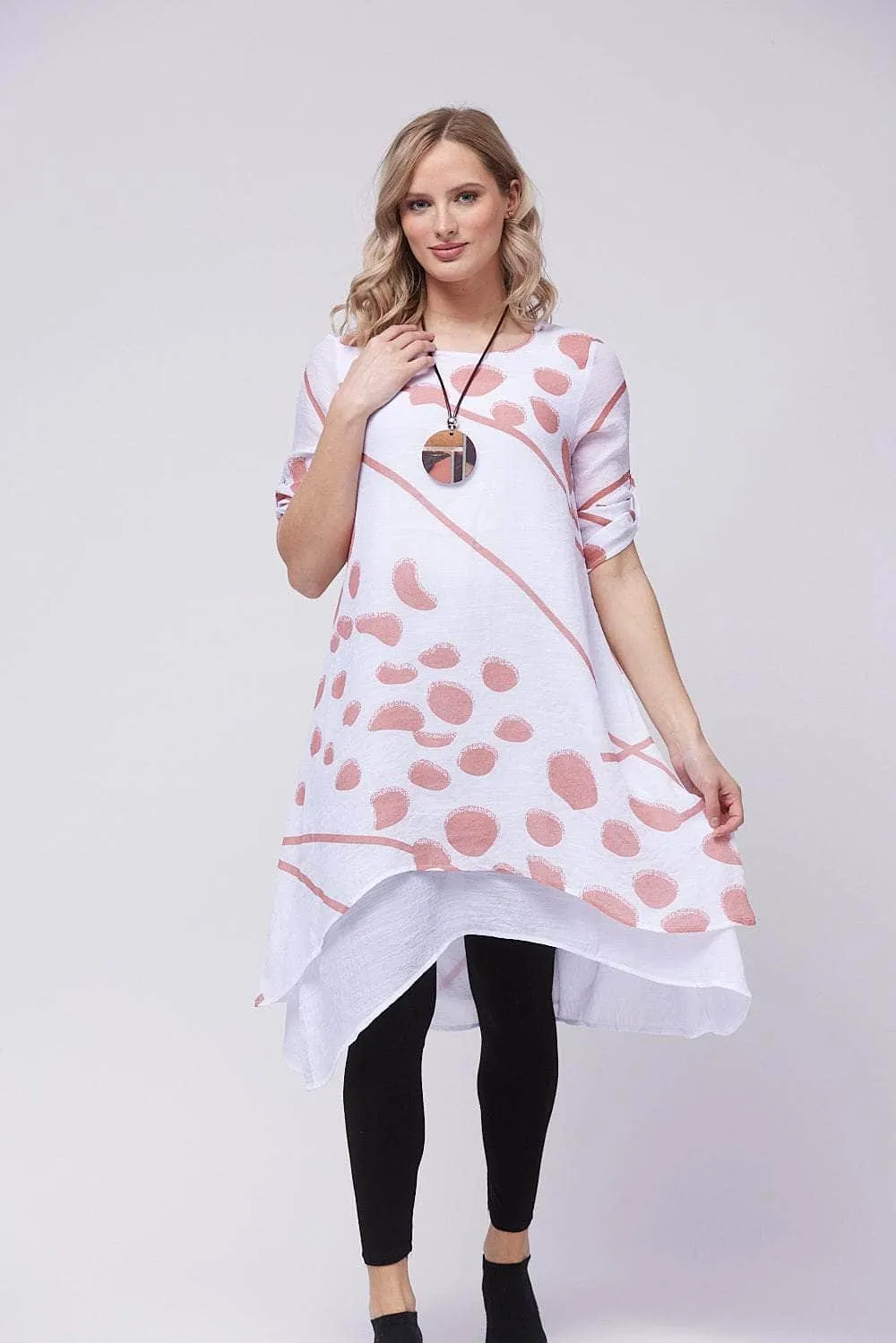 Saloos Double-Layered Midi-Dress with Necklace