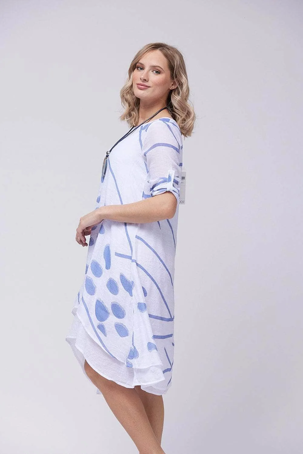 Saloos Double-Layered Midi-Dress with Necklace