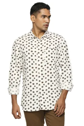 Slim Fit Linen Viscose Printed Shirt