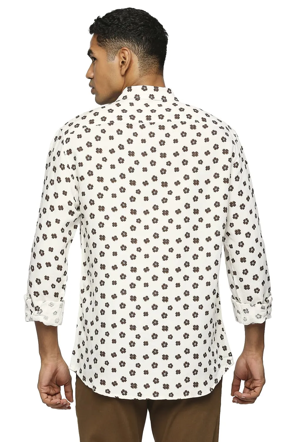 Slim Fit Linen Viscose Printed Shirt