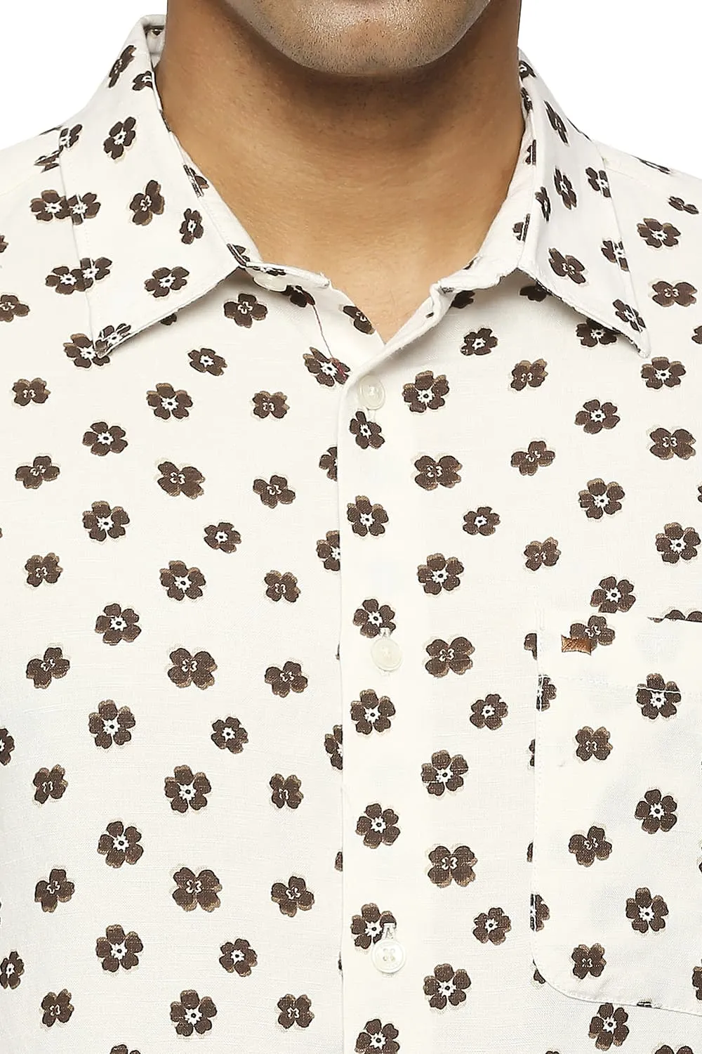 Slim Fit Linen Viscose Printed Shirt