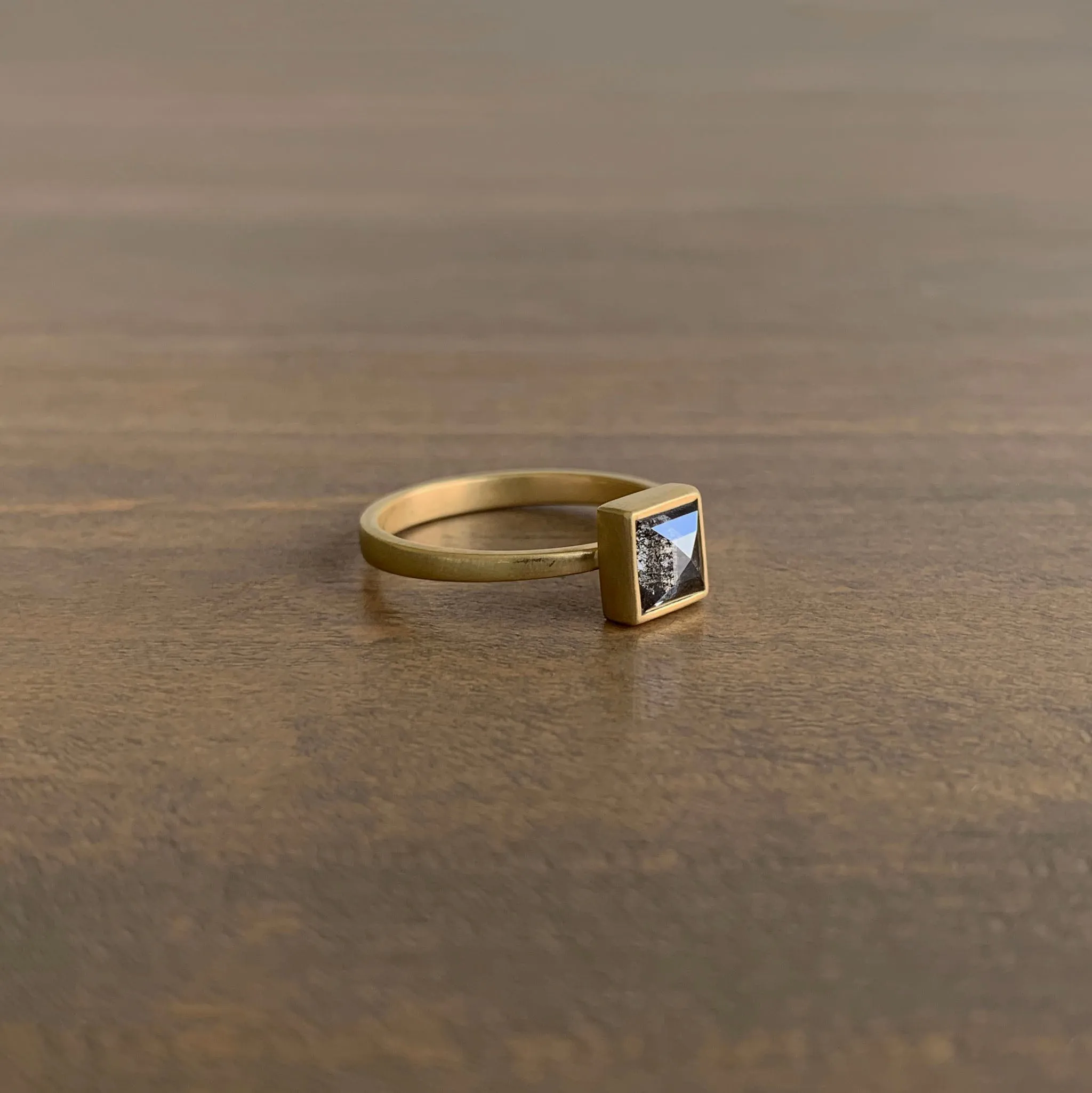 Square Peppery Diamond Ring