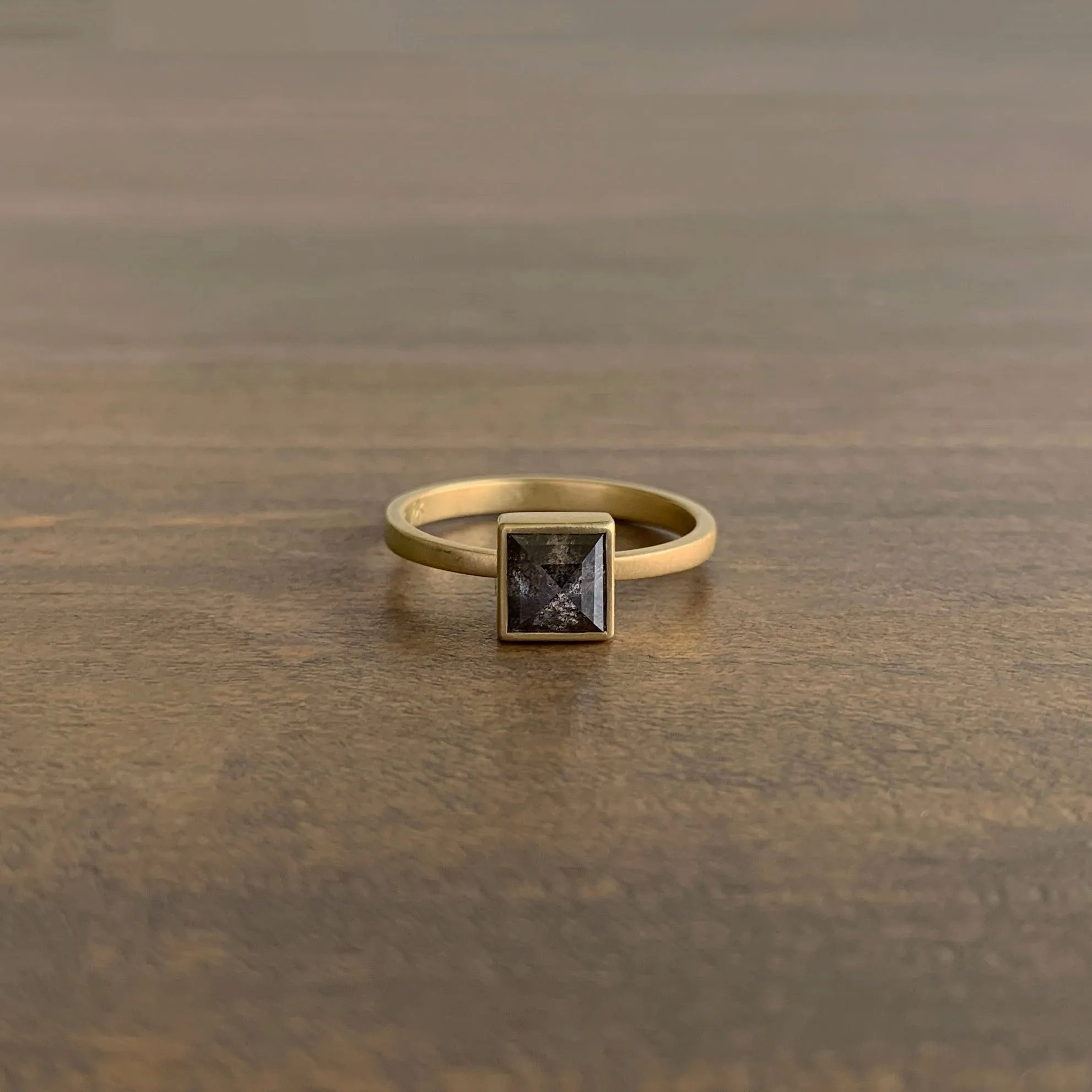 Square Peppery Diamond Ring