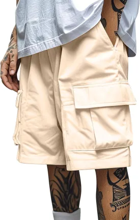 Summer Hiking Cargo Shorts for Men Casual Fashion Athletic Pants Loose Elastic Waist Beach Pants with Pockets