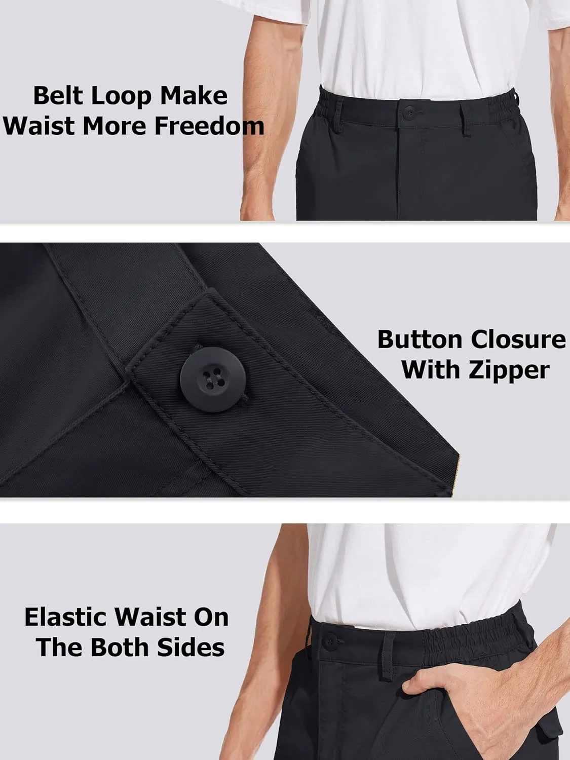 TACVASEN Men's Cargo Short 7 Pockets Comfortable Cotton Elastic Waist Causal Work Shorts