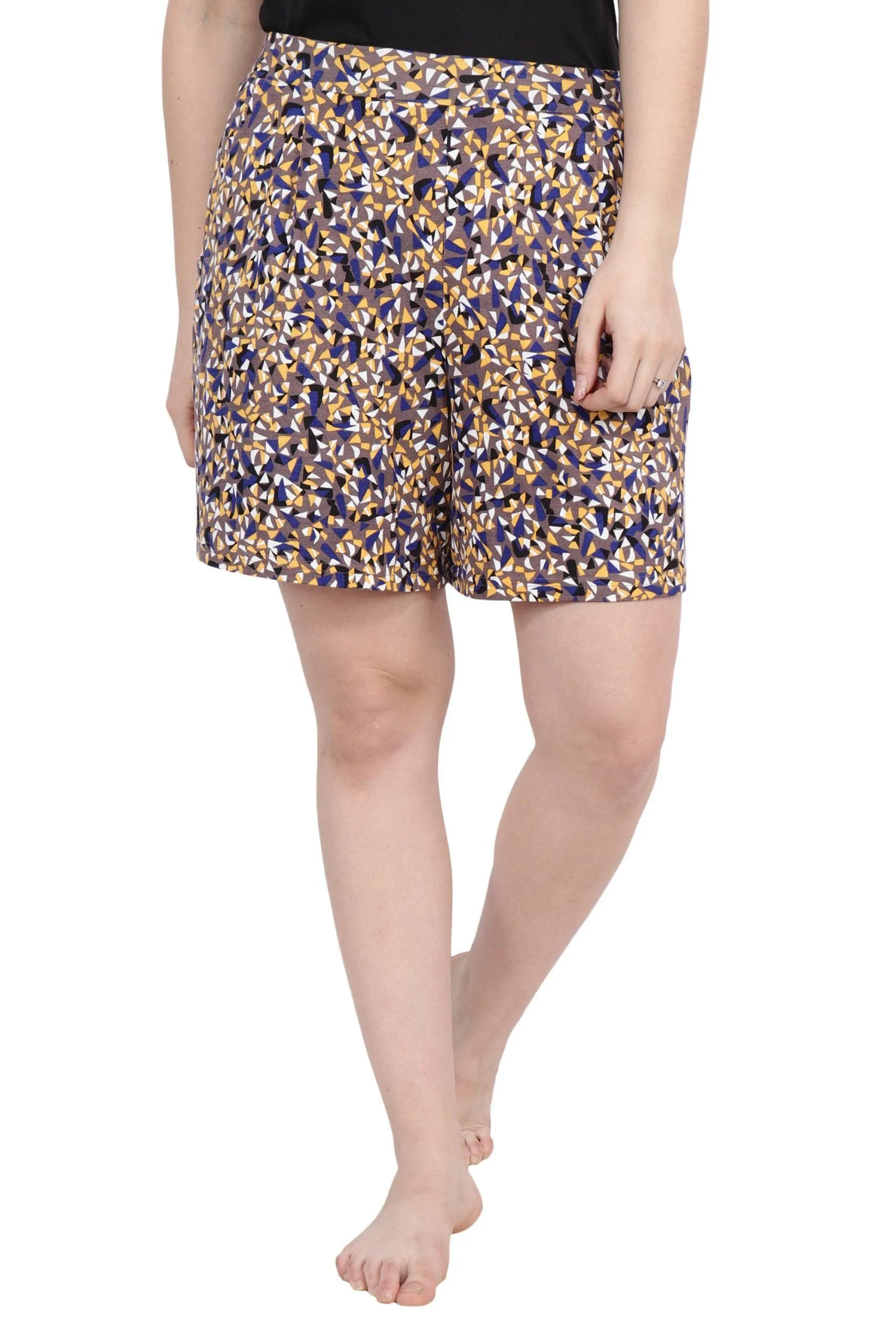 Taupe Triangular Printed Shorts