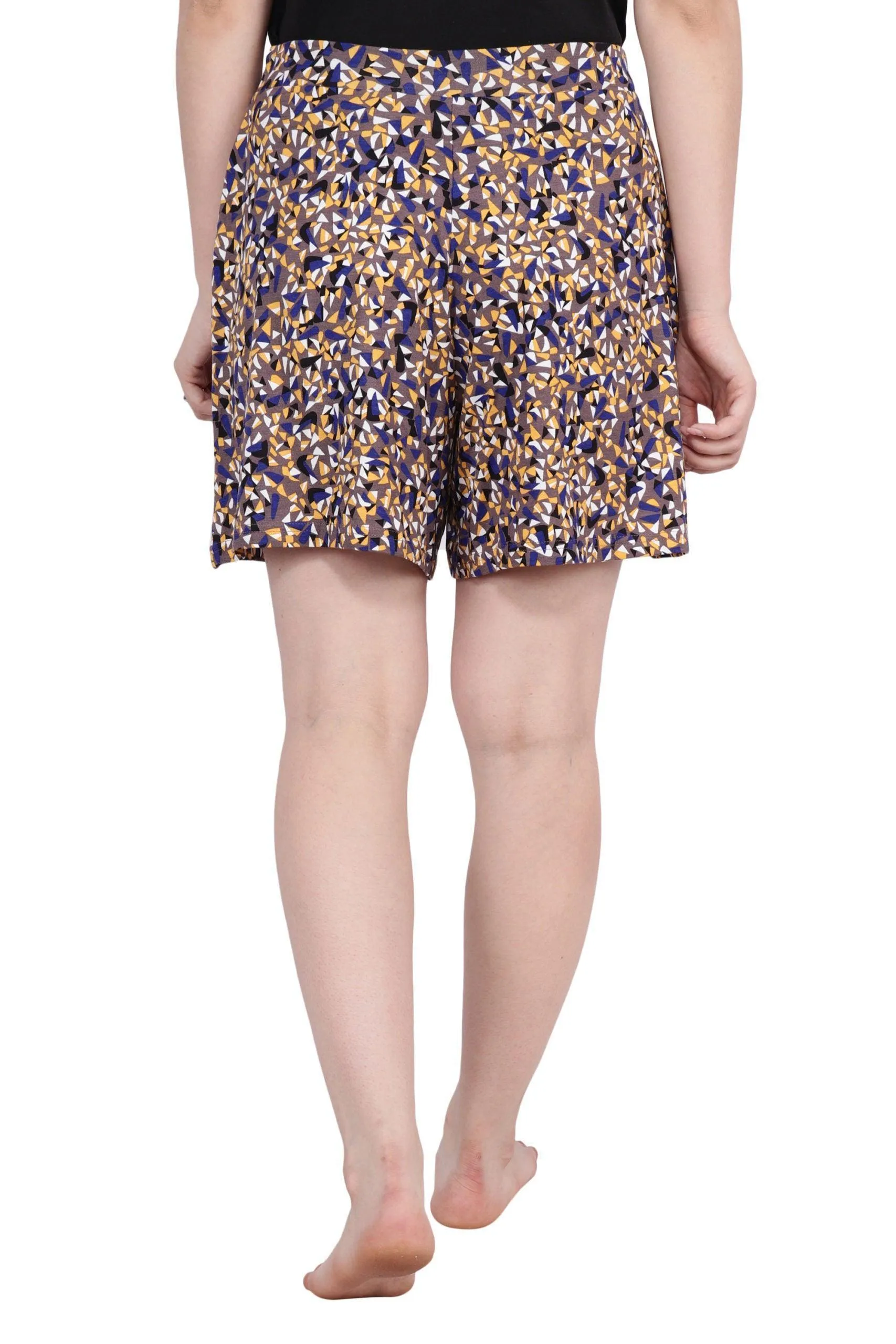 Taupe Triangular Printed Shorts