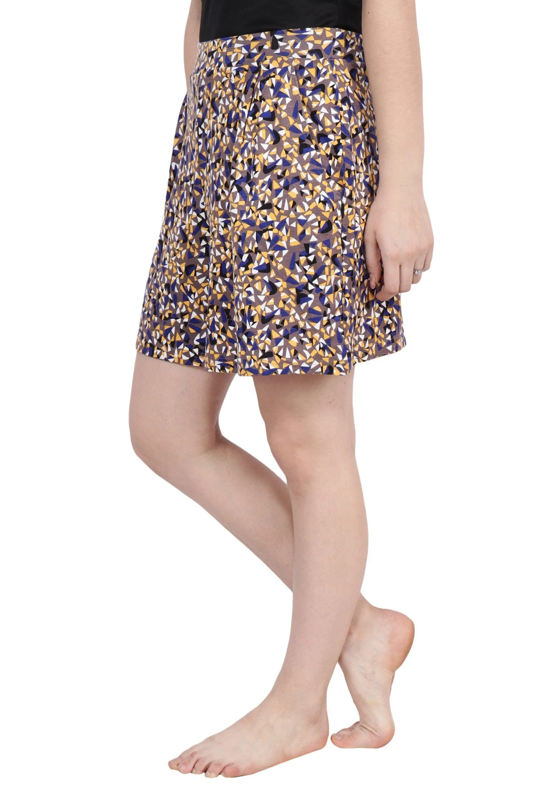 Taupe Triangular Printed Shorts
