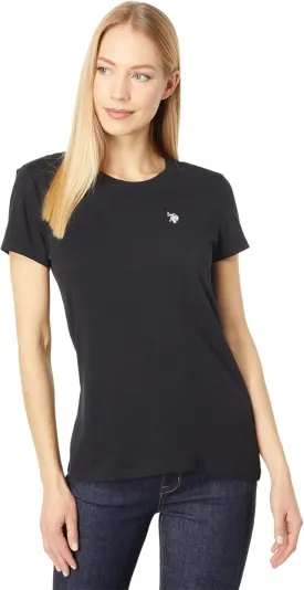 U.S. POLO ASSN. (3008 Stretch Crew Neck Tee - T-Shirt for Women - Straight Hemline - Crew Neckline Anthracite MD One Size