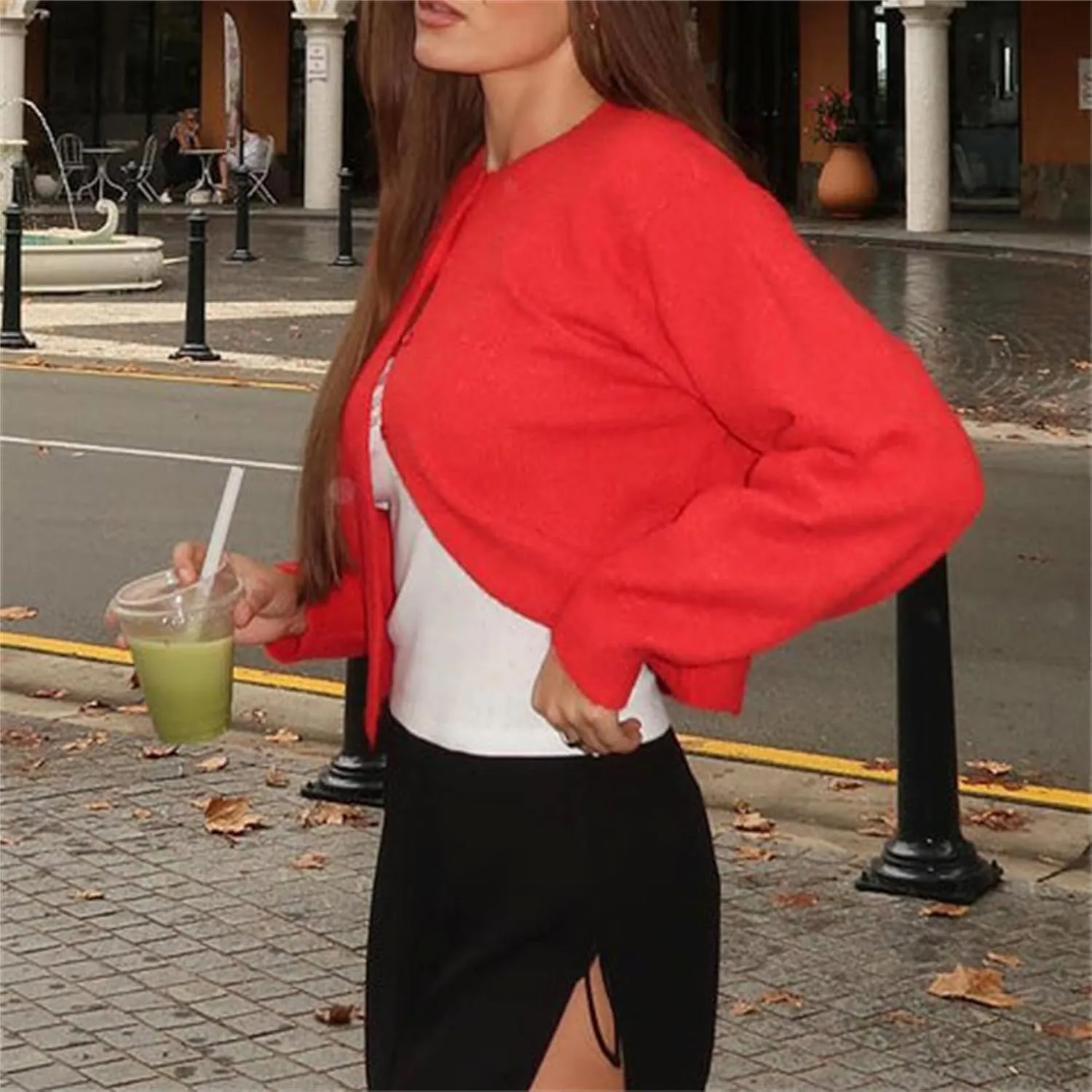 Women Casual Solid Long Sleeve Whispers Knit Cardigan Cute Y2k Crewneck Open Front Button Down Cropped Cardigan Sweater
