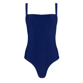 women's navy low back one piece