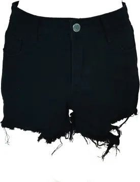 Women's Short Jeans, High Waist Classic Holes Shorts with Pockets Burr Hem Garment for Female