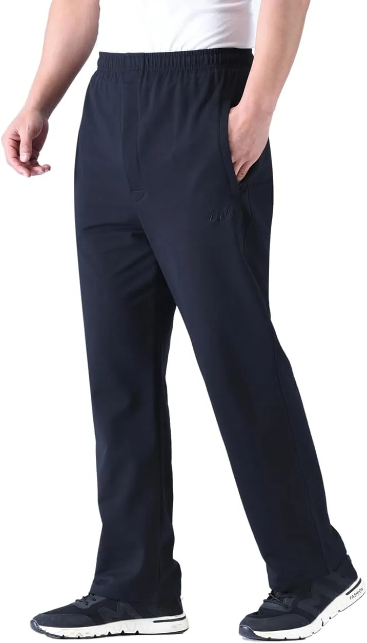 Zoulee Men's Casual Cotton Jogger Sweatpants Zipper Front Pants